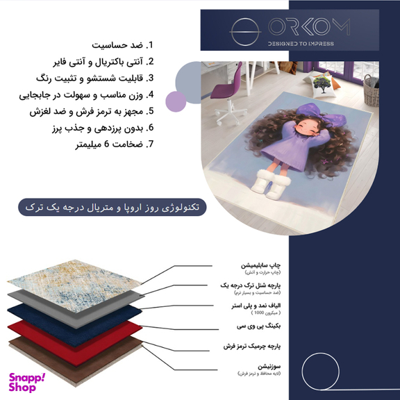 فرش ماشینی چاپی اتاق کودک طرح فرفری کد kids.9022