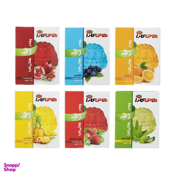 پودر ژله هاتی کارا وزن 100 گرم مجموعه ۶ عددی