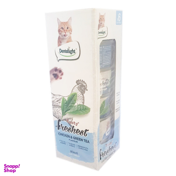 کنسرو غذای گربه دنتالایت مدل  CHICKEN GREEN TEA وزن 80 گرم بسته 6 عددی