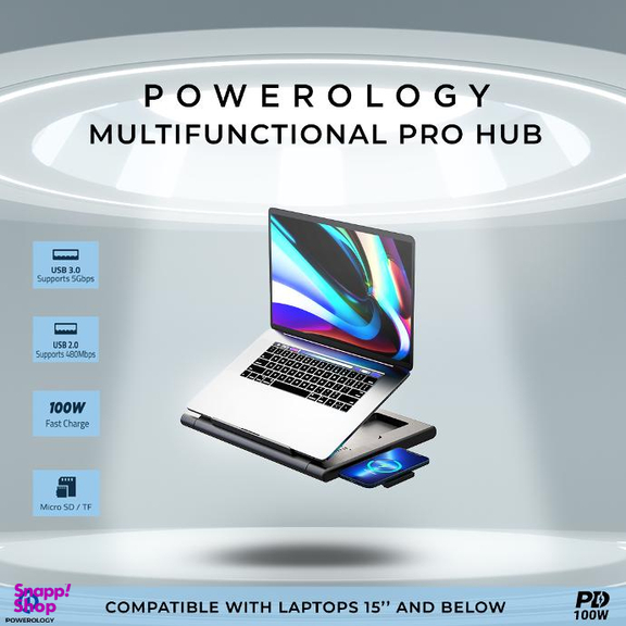 هاب 11 پورت و استند لپ تاپ پاورولوژی مدل Multi-Functional Pro Hub PWPROHUB