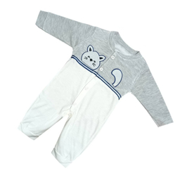 ست سرهمی و کلاه نوزاد مدل گربه بازیگوش رنگ طوسی