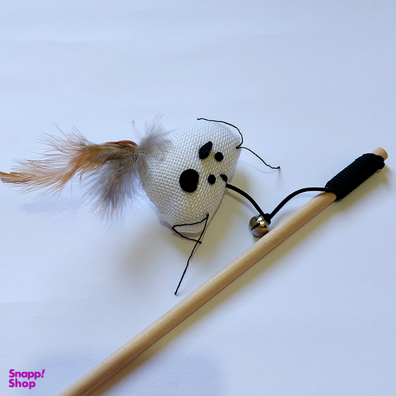اسباب بازی گربه و سگ مدل چوب بازی طرح موش پر دار کد65