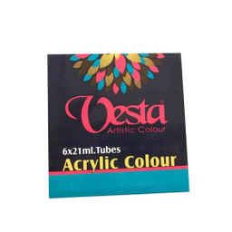 رنگ اکریلیک وستا مدل 65 حجم 21 میلی لیتر بسته 6 عددی