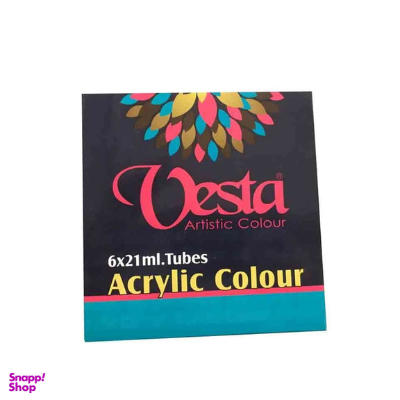 رنگ اکریلیک وستا مدل 65 حجم 21 میلی لیتر بسته 6 عددی