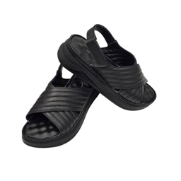 صندل طبی زنانه چرم ریباری مدل R70 رنگ مشکی