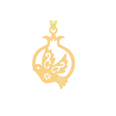 آویز گردنبند طلا 18 عیار زنانه پانسی طرح پرنده و انار مدل Ne30043