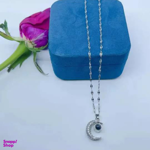 گردنبند مدل ماه عشق با 120 زبان دنیا رنگ نقره ای