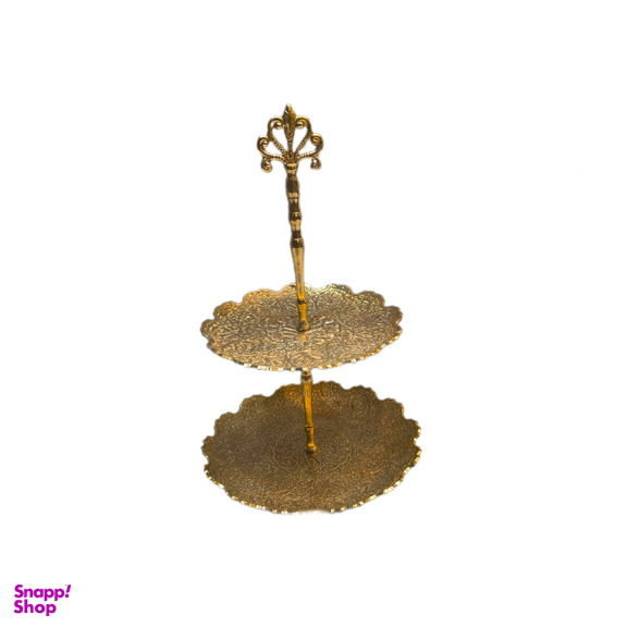 شیرینی خوری دو طبقه برنجی طرح طاووس