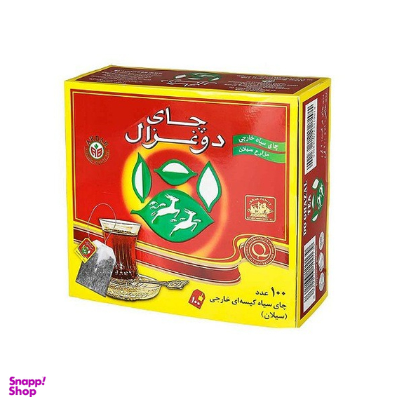 چای سیاه کیسه ای خارجی دو غزال بسته 100 عددی