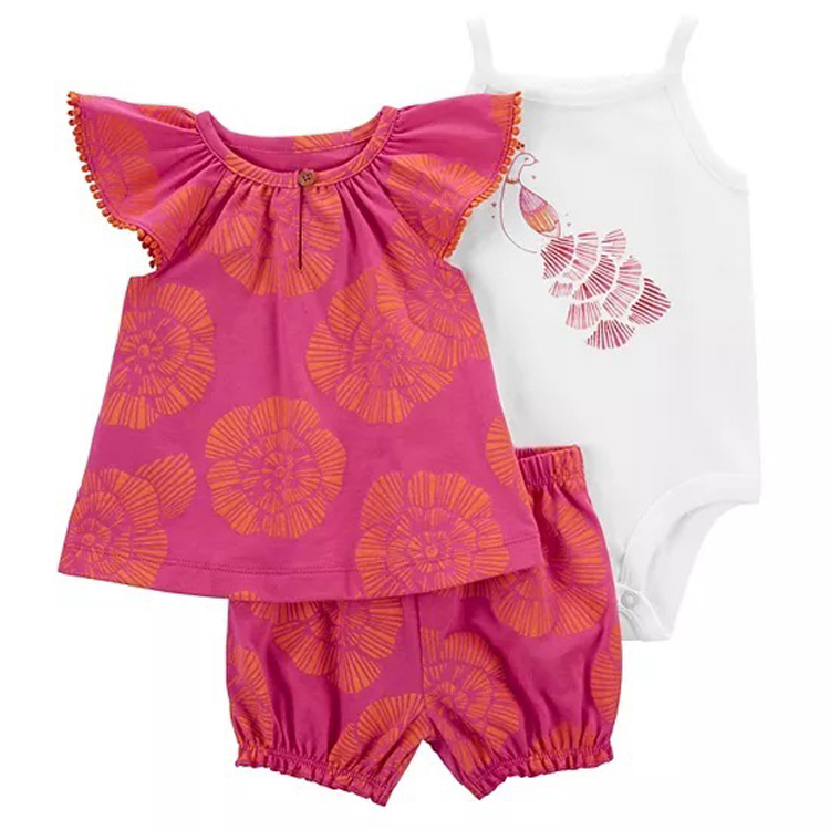 ست پیراهن و بادی و شلوارک نوزاد کد 2287