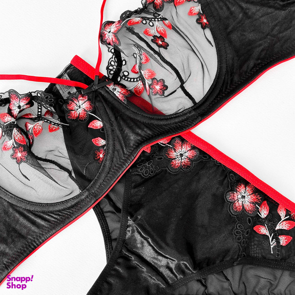 ست شورت و سوتین زنانه نوشه پوش مدل توری کد 88811