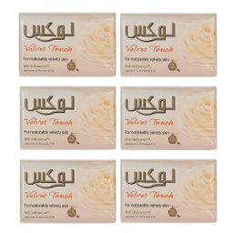 صابون یاس و روغن بادام لوکس مدل Velvet Touch وزن ۹۰ گرم بسته 6 عددی