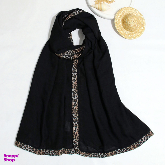 شال زنانه آنالیا مدل نخی حاشیه پلنگی کد ana-9080