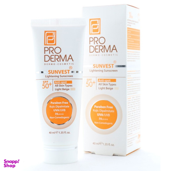 کرم ضد آفتاب فاقد چربی پرودرما با SPF50 رنگ بژ روشن حجم 40 میلی لیتر