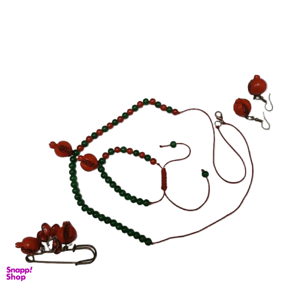 نیم ست و گل سینه دخترانه طرح انار کد 313