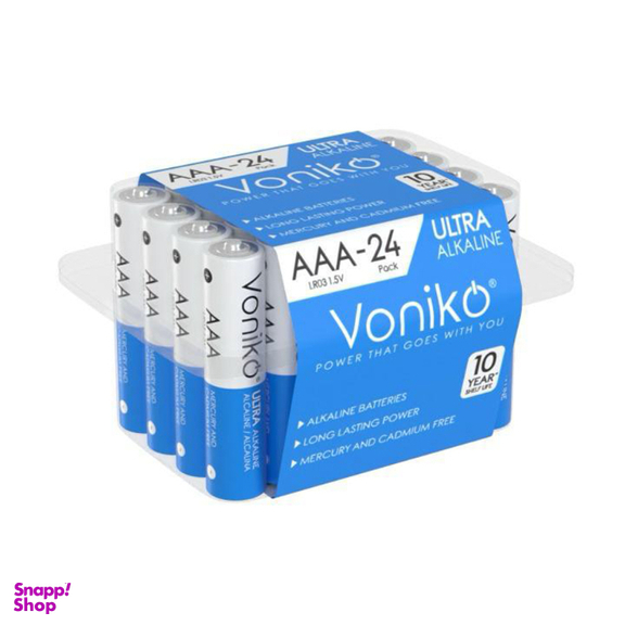 باتری نیم قلمی ونیکو مدل LR03 PLASTICBOX بسته 24 عددی