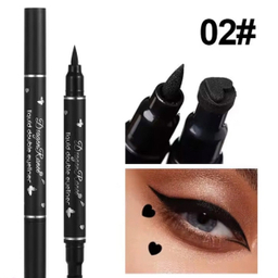 خط چشم ماژیکی دراگون رانی مدل دوطرفه استامپی طرح قلب رنگ مشکی