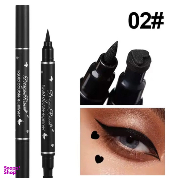 خط چشم ماژیکی دراگون رانی مدل دوطرفه استامپی طرح قلب رنگ مشکی