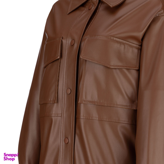 کت چرم زنانه سرژه مدل 232129 رنگ قهوه ای