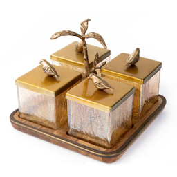 بانکه گلد کیش مدل گلدن برد کد GK829418 بسته 4 عددی به همراه سینی