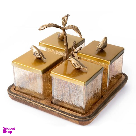 بانکه گلد کیش مدل گلدن برد کد GK829418 بسته 4 عددی به همراه سینی