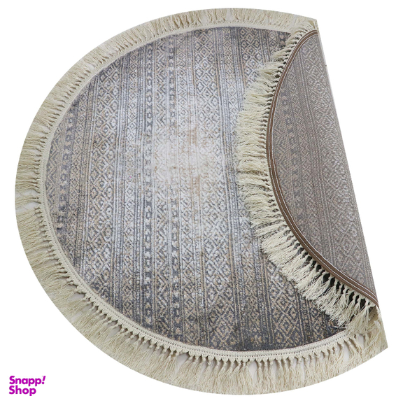 فرش گرد طرح مراکش رنگ زمینه طوسی