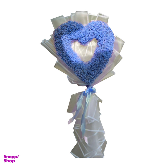 دسته گل عروس ژیپسوفیلا مدل قلبی توخالی رنگ آبی