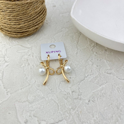 گوشواره زنانه ژوپینگ مدل پاپیون مروارید کد E6099