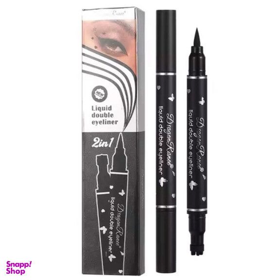 خط چشم ماژیکی دراگون رانی دوطرفه استامپی مدل گل رنگ مشکی