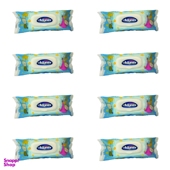 دستمال مرطوب کودک آدونیس مدل new هشت بسته 120 عددی