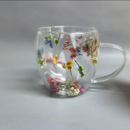 لیوان مدل دو جداره طرح گل خشک