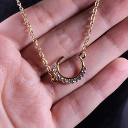 گردنبند زنانه طرح ماه و ستاره و الماس مدل آریا چند رج کد 08