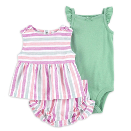 ست پیراهن و بادی و شلوارک نوزاد کد 2413