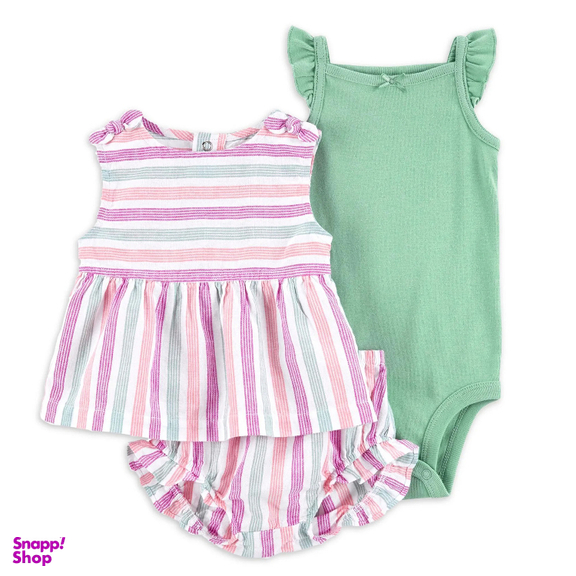 ست پیراهن و بادی و شلوارک نوزاد کد 2413