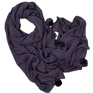 شال زنانه طرح برفکی پوم دار کد 1