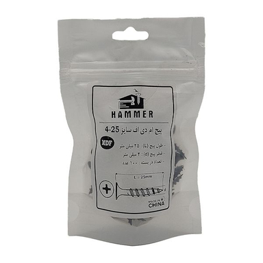 پیچ ام دی اف هامر مدل 4x25mm بسته 100 عددی
