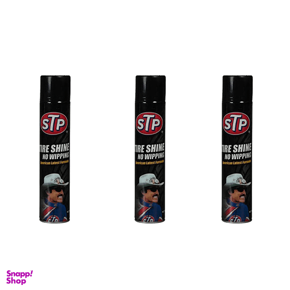 اسپری تمیز کننده لاستیک خودرو گازی اس تی پی مدل شاین کد 420867909 حجم 650 میلی لیتر بسته 3 عددی