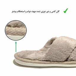 دمپایی روفرشی پولیشی زنانه نیکتا مدل ضربدری رنگ طوسی روشن