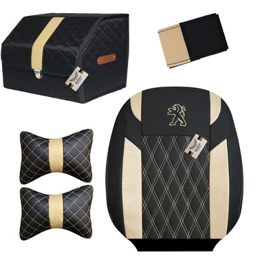 روکش صندلی خودرو سوشیانت مدل G مناسب برای پژو پارس به همراه پشت گردنی و نظم دهنده و دور فرمان