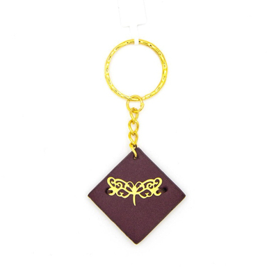جاسوئیچی چرم و طلا 18 عیار طرح سنجاقک کد K025