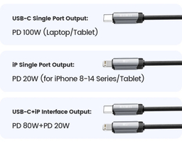 کابل تبدیل USB-C به USB-C/Lightning توکی مدل TXCYL-BS0G طول 1.2 متر
