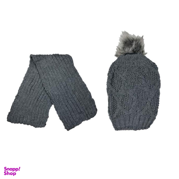 ست کلاه و شال گردن بافتنی تو کرکی مدل شیطونی کد 8106