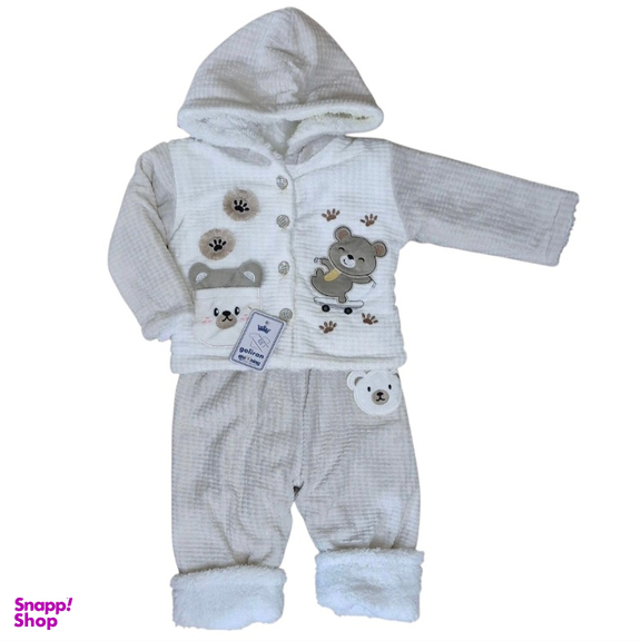 کاپشن دو تکه نوزاد گلیران کد 127 رنگ سفید