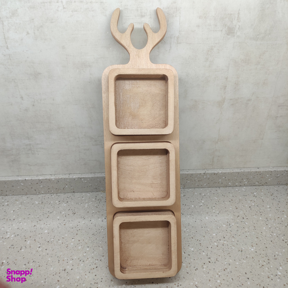 اردو خوری سه خانه چوبی مربعی طرح شاخ گوزن