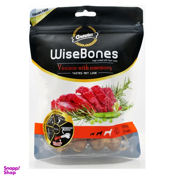 تشویقی سگ گناولز طعم گوشت مدل sharjpet wise bones L3 وزن 200 گرم
