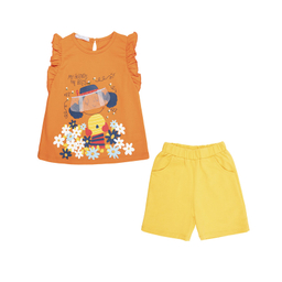 ست تاپ و شلوارک دخترانه فیورلا مدل کندوی عسل کد 35017