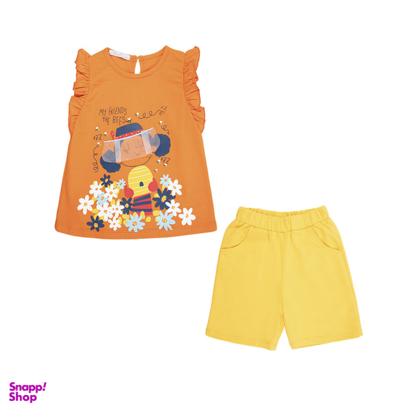 ست تاپ و شلوارک دخترانه فیورلا مدل کندوی عسل کد 35017