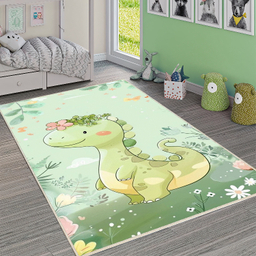فرش ماشینی چاپی اتاق کودک اورکوم طرح دایناسور کد kids.9002