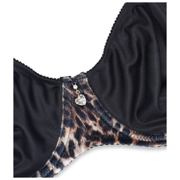 ست شورت و سوتین فنردار پرلون و مخملی میسا طرح پلنگی کد 7150 رنگ مشکی