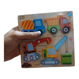 پازل آموزشی مدل اشکال برشی برجسته طرح ماشین آلات ساحتمانی